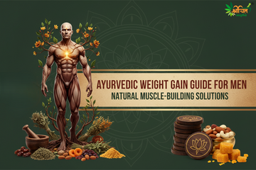 Ayurvedic weight gain for men showing healthy muscle building, strong digestion, and herbal nourishment for slim body types.