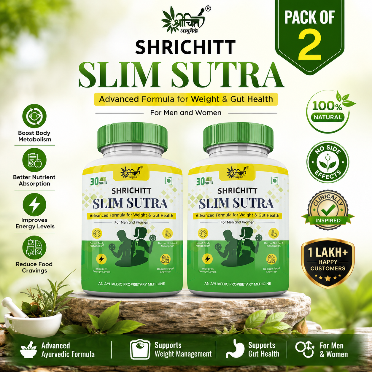 Shrichitt Slim Sutra Tablets – Ayurvedic Weight Loss & Gut Health Supplement Shrichitt Ayurveda